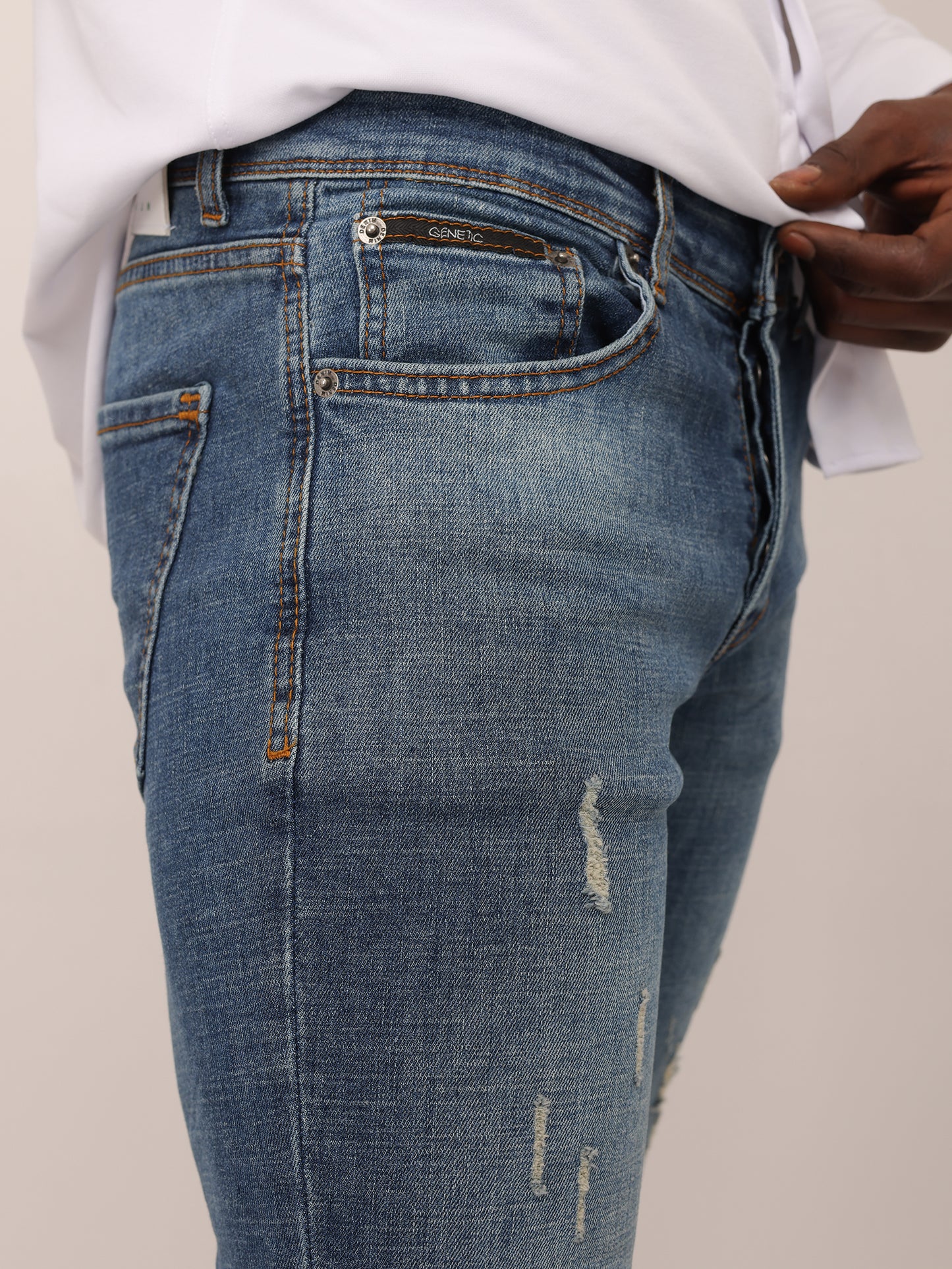 Herren Jeans Slim Fit, Destroyed Look, Modell 313, Blau