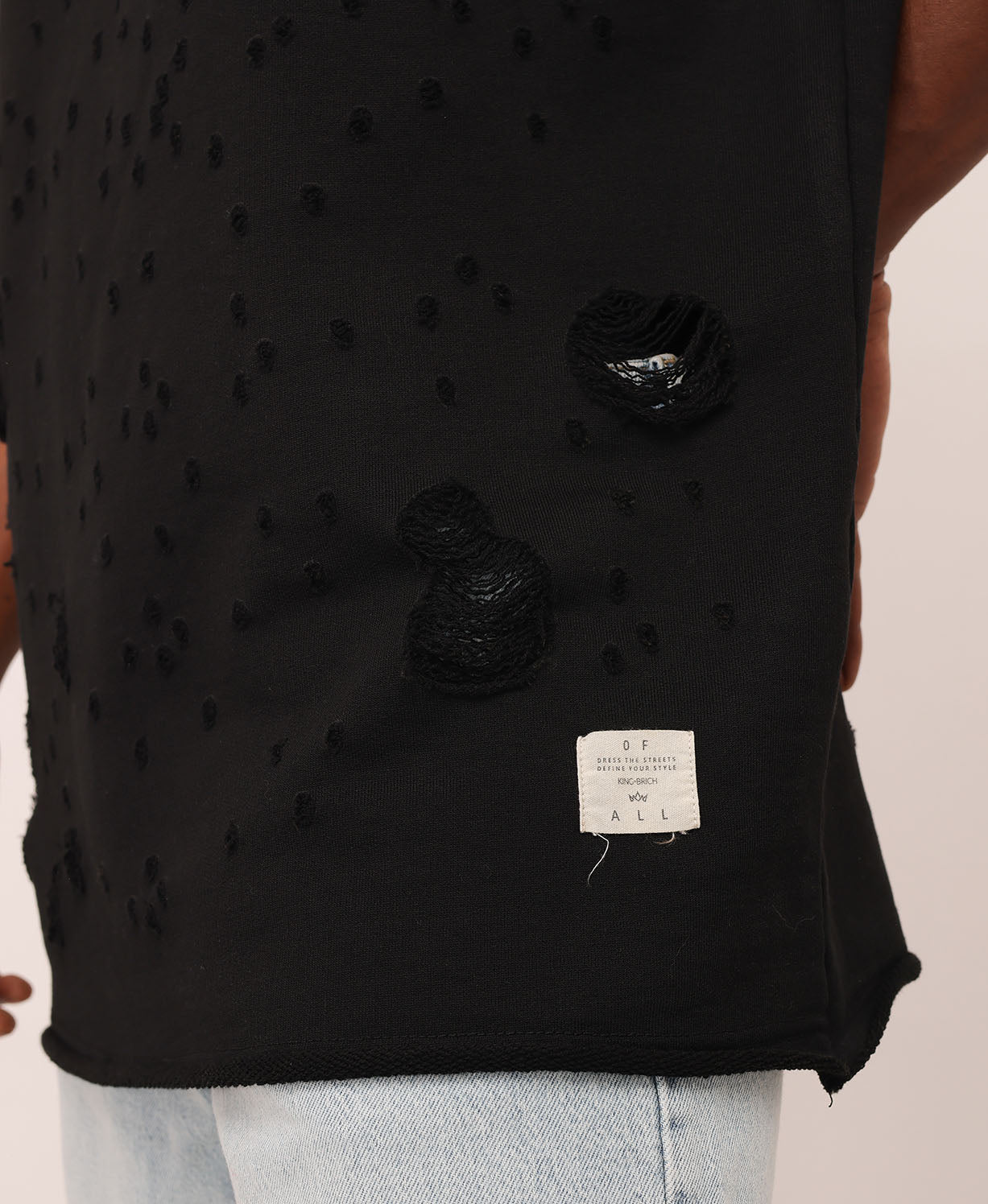 Herren T-Shirt, Oversize Fit, Destroyed Used Look, Modell 24-083, Khaki, Blau, Grau oder Schwarz