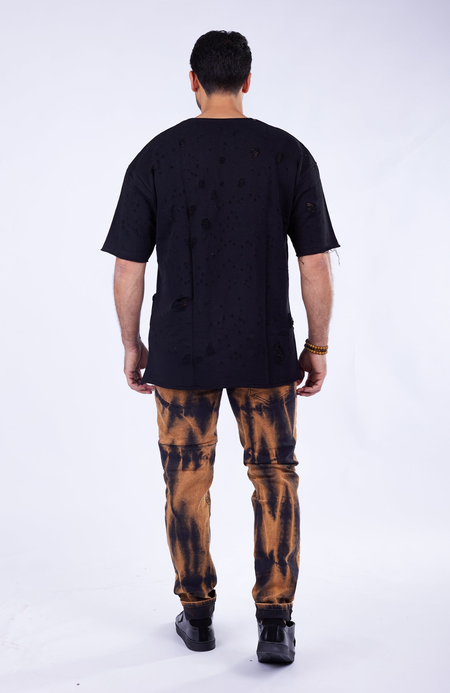 KINGZ Herren Biker Jeans, Regular Fit, Modell 1676-1, Braun