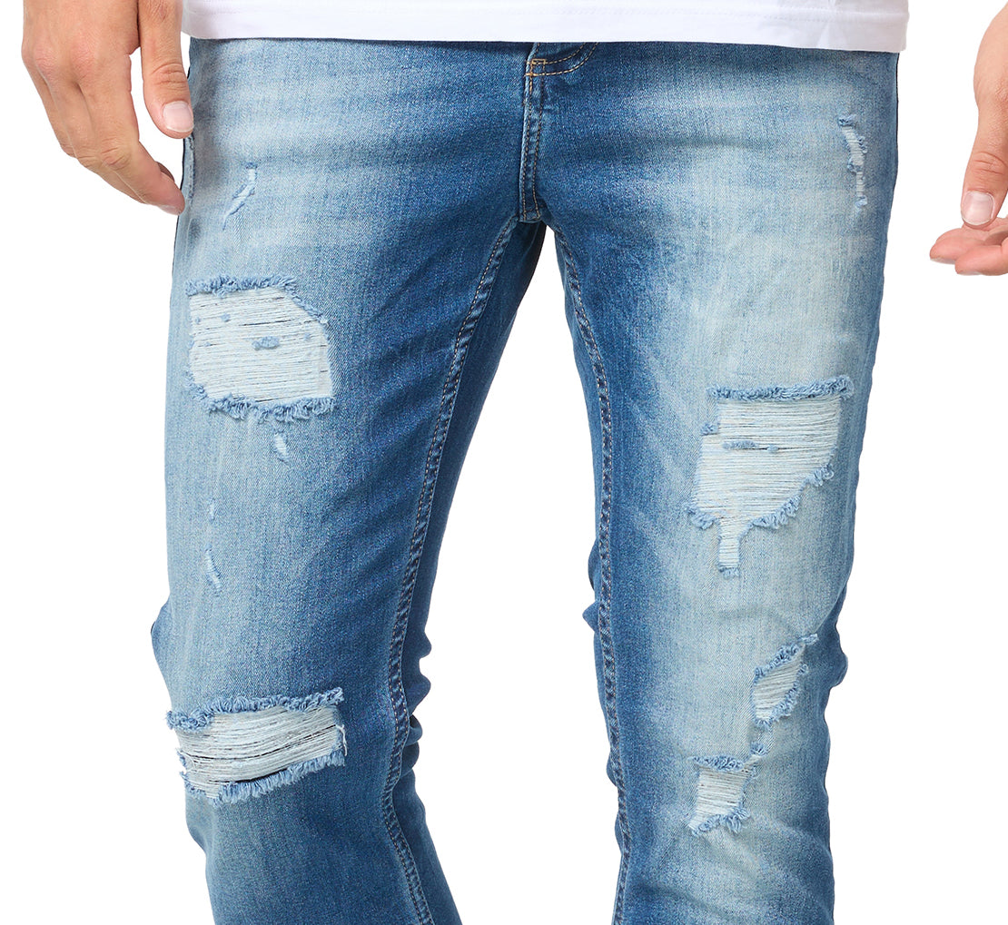 Men's jeans skinny fit, destroyed look, model DH5020, blue