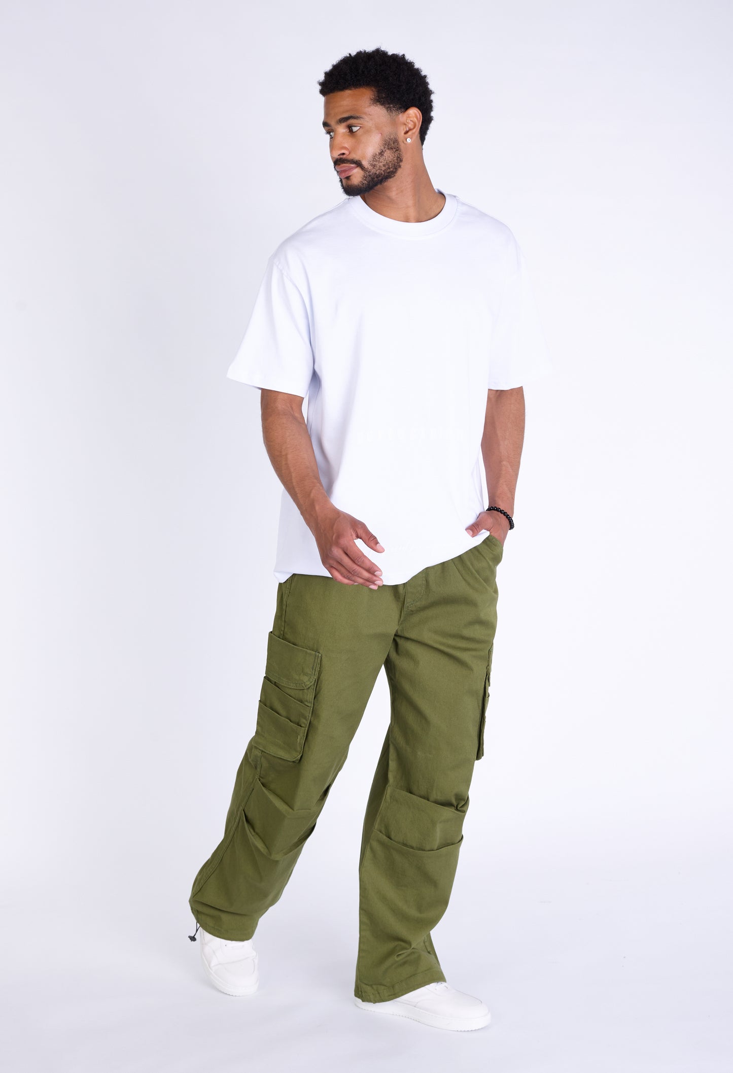 Herren Parachute Cargohose, Wide Fit, Modell DH4397, Khaki oder Camel