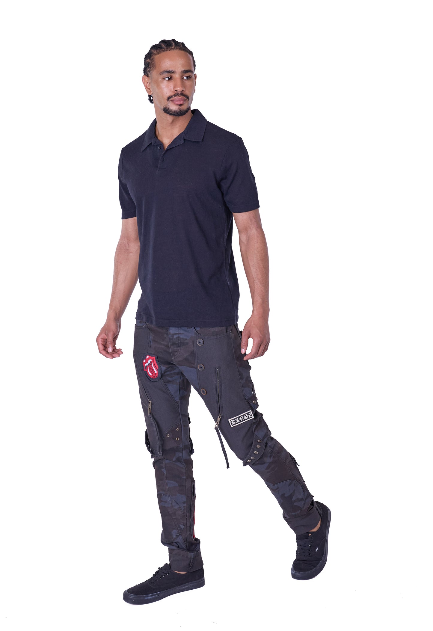 KINGZ Herren Designer Camouflage Jeans, Rregular Fit, Modell 1585 Army