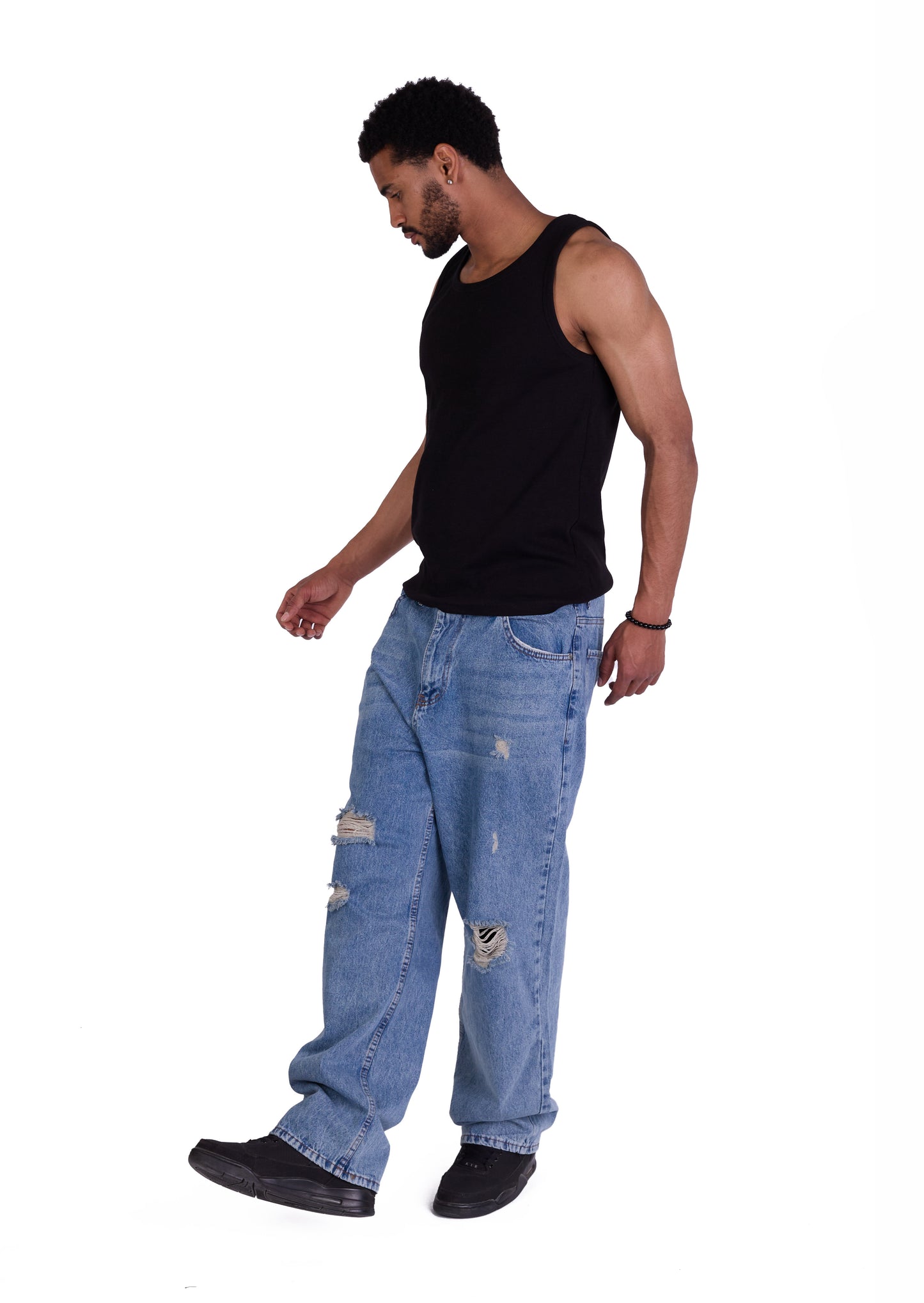 Herren Baggy Jeans, Baggy Fit, Destroyed, Modell DQ-K457, Blau