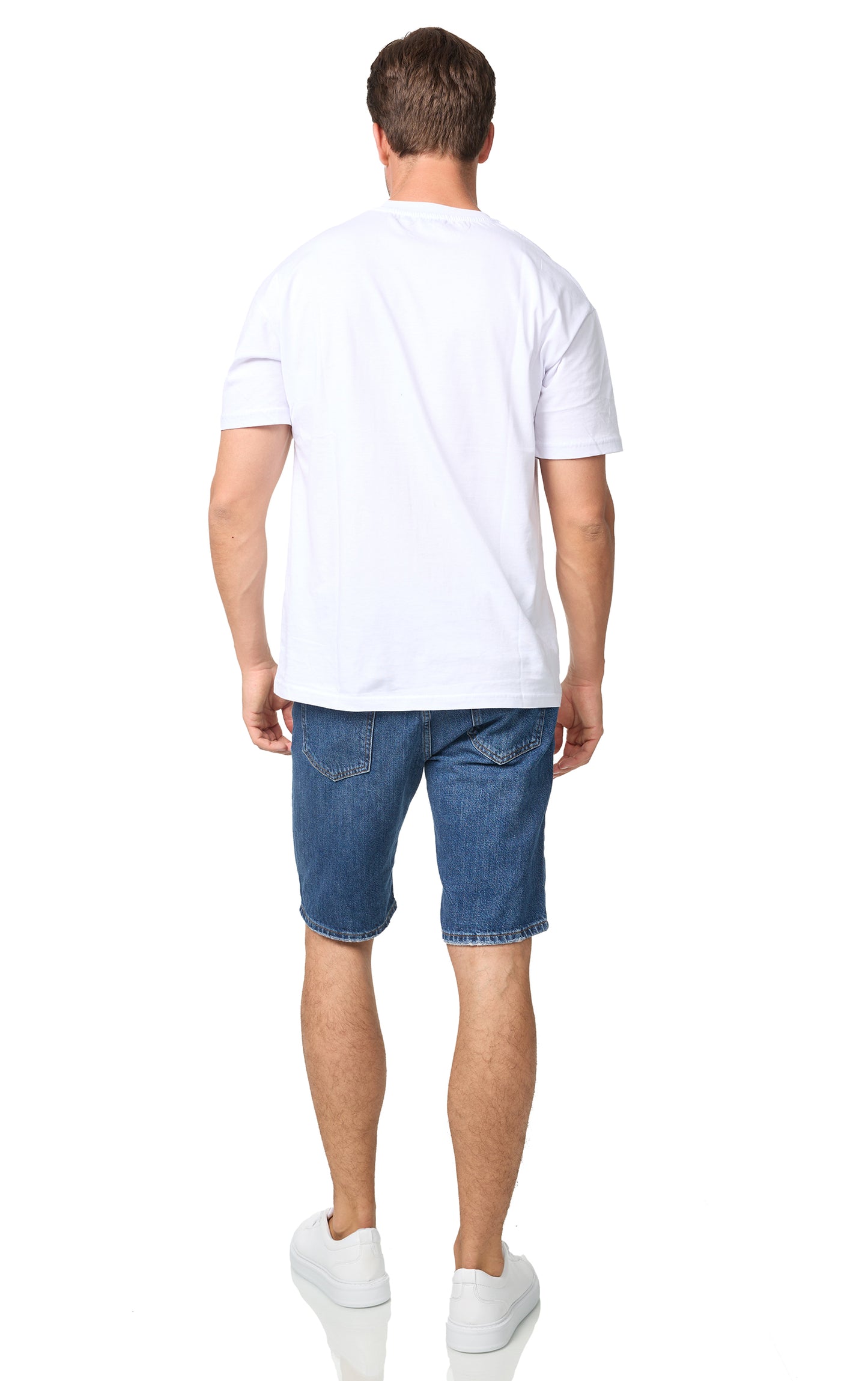 Men's Jeans Shorts, Used Destroyed Look, Slim Fit, Model 1001, Blue