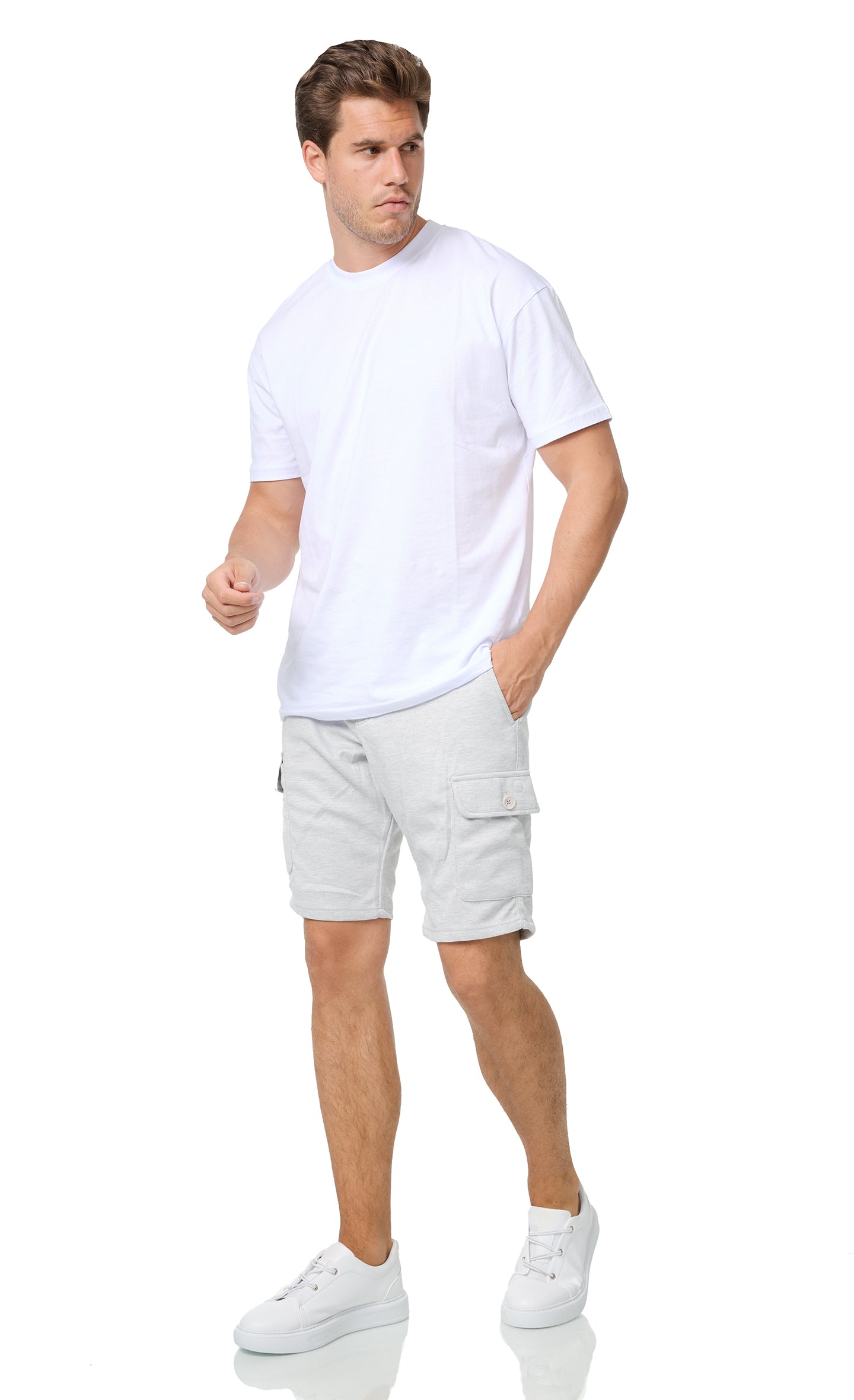 Men's shorts, cargo style, jogger fit, model 1035, light gray
