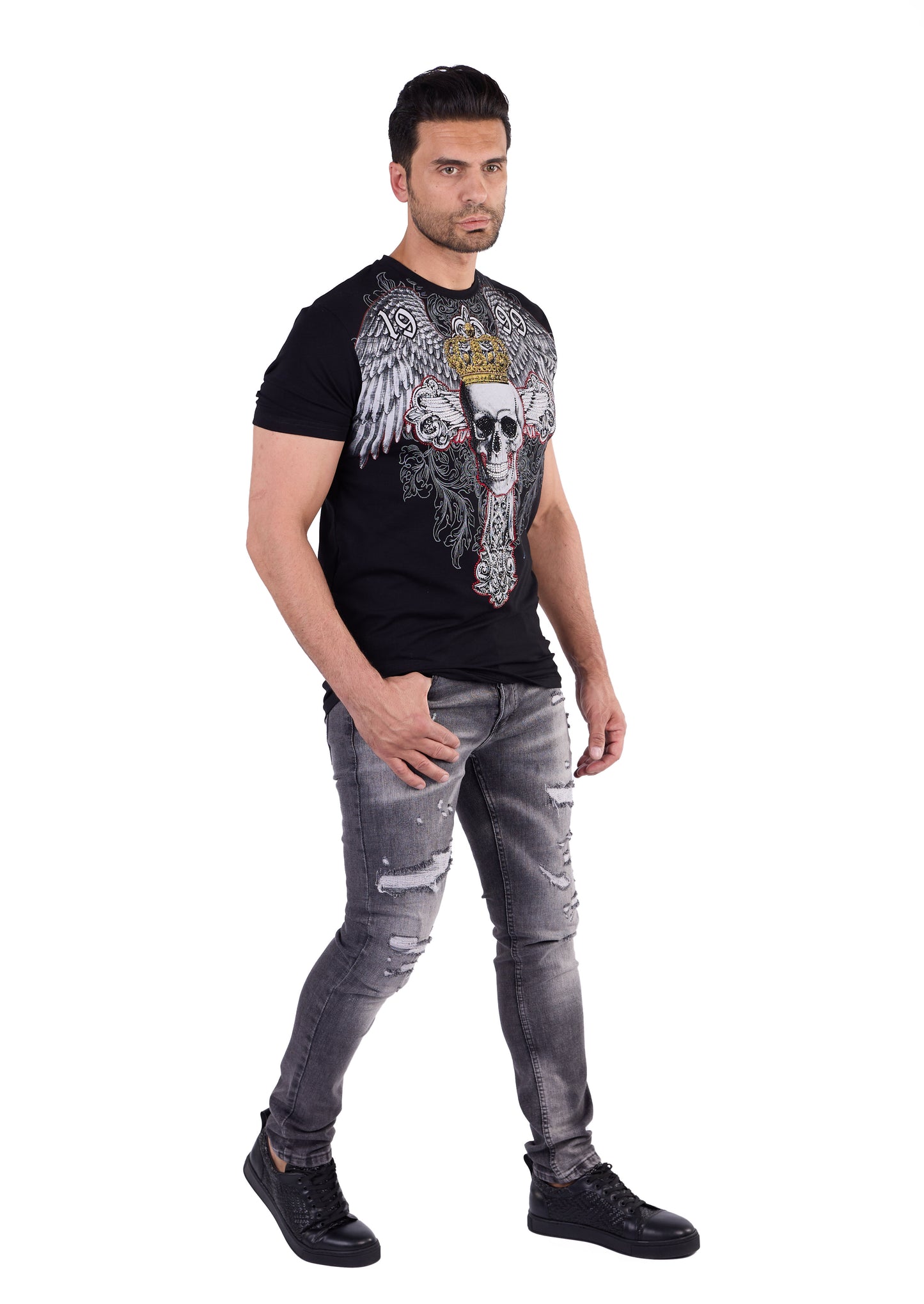 Herren Totenkopf T-Shirt DENIM DISRIQT, Slim Fit, Modell T148
