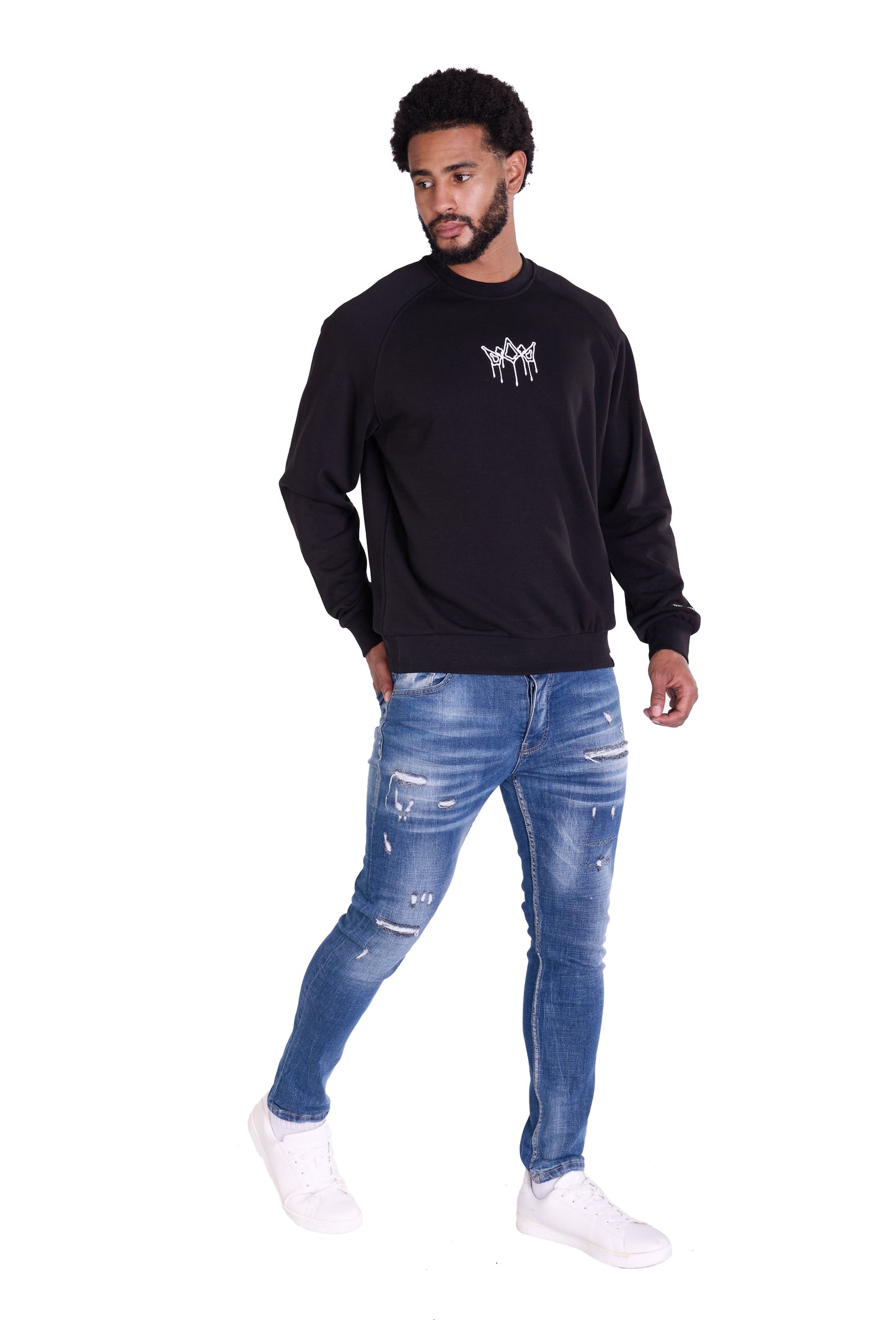 Herren Sweatshirt mit Bestickung Slim Fit, Modell DQ KB104, Beige, Grün, Braun und Schwarz