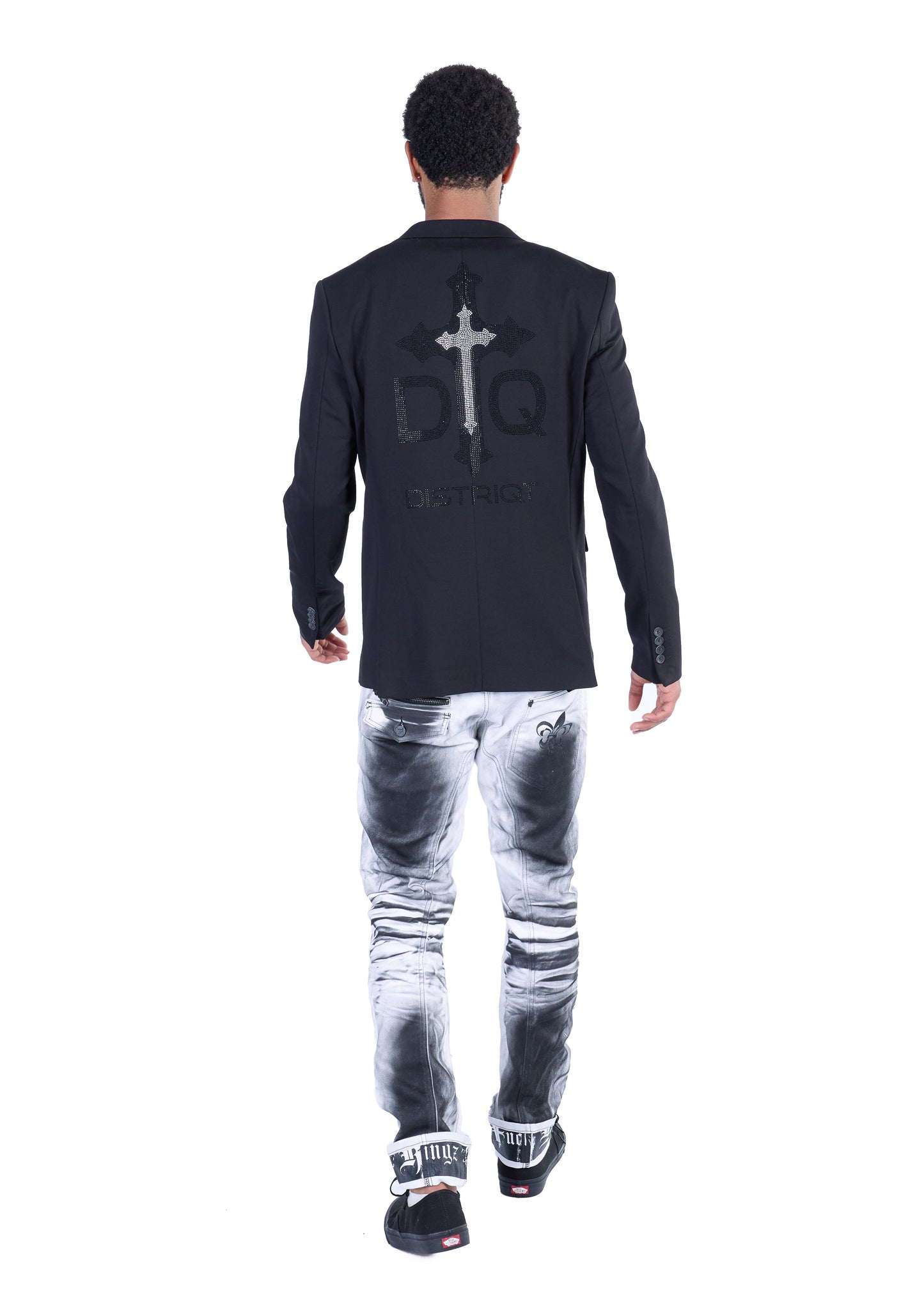 KINGZ Herren Jeans, Regular Fit, Modell 1043, White-Black