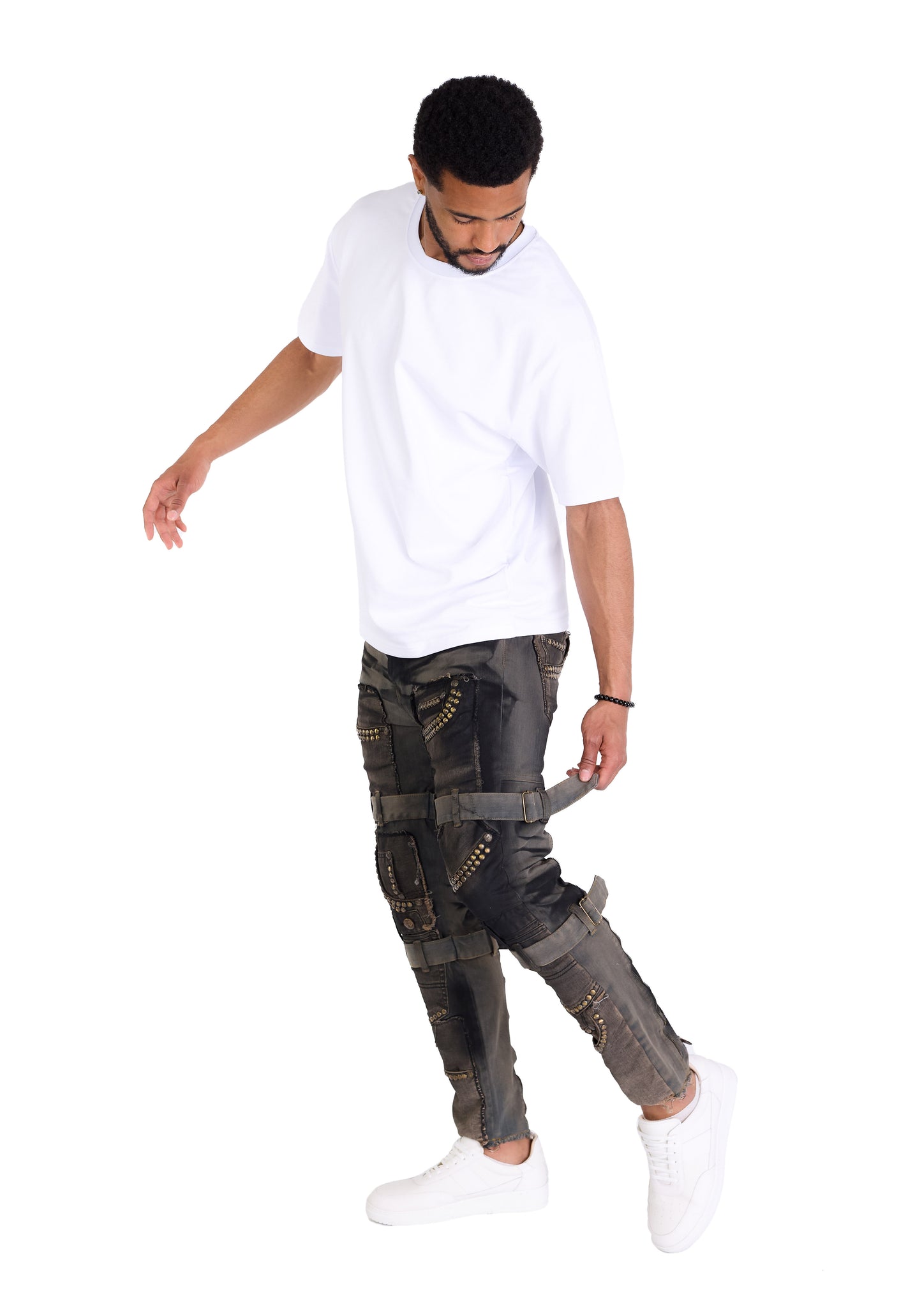 KINGZ Herren Jeans, SLIM Fit, Modell 1665, Blue Green