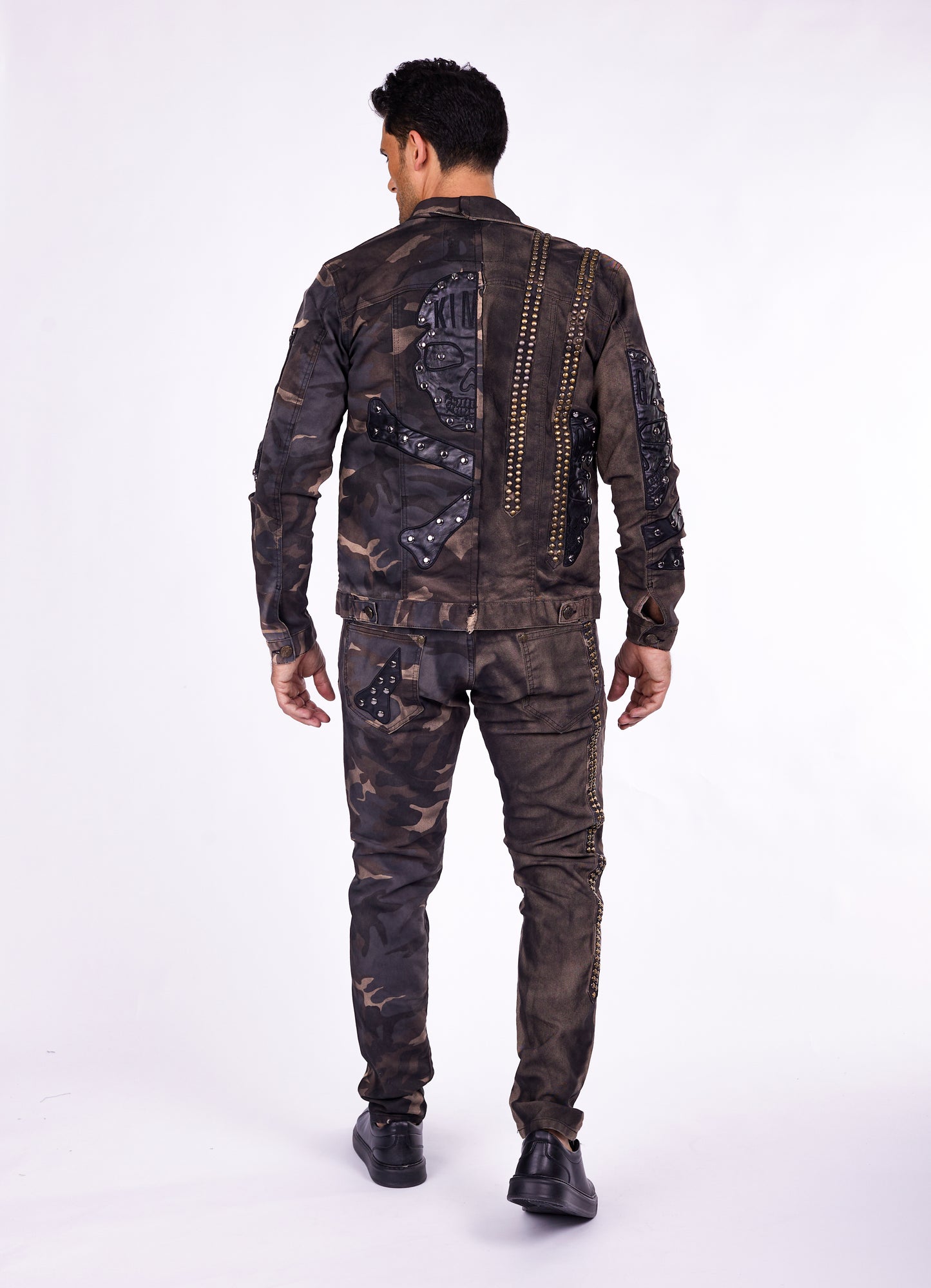 KINGZ Herren Biker Jeans, Slim Fit, Modell 1718, Army