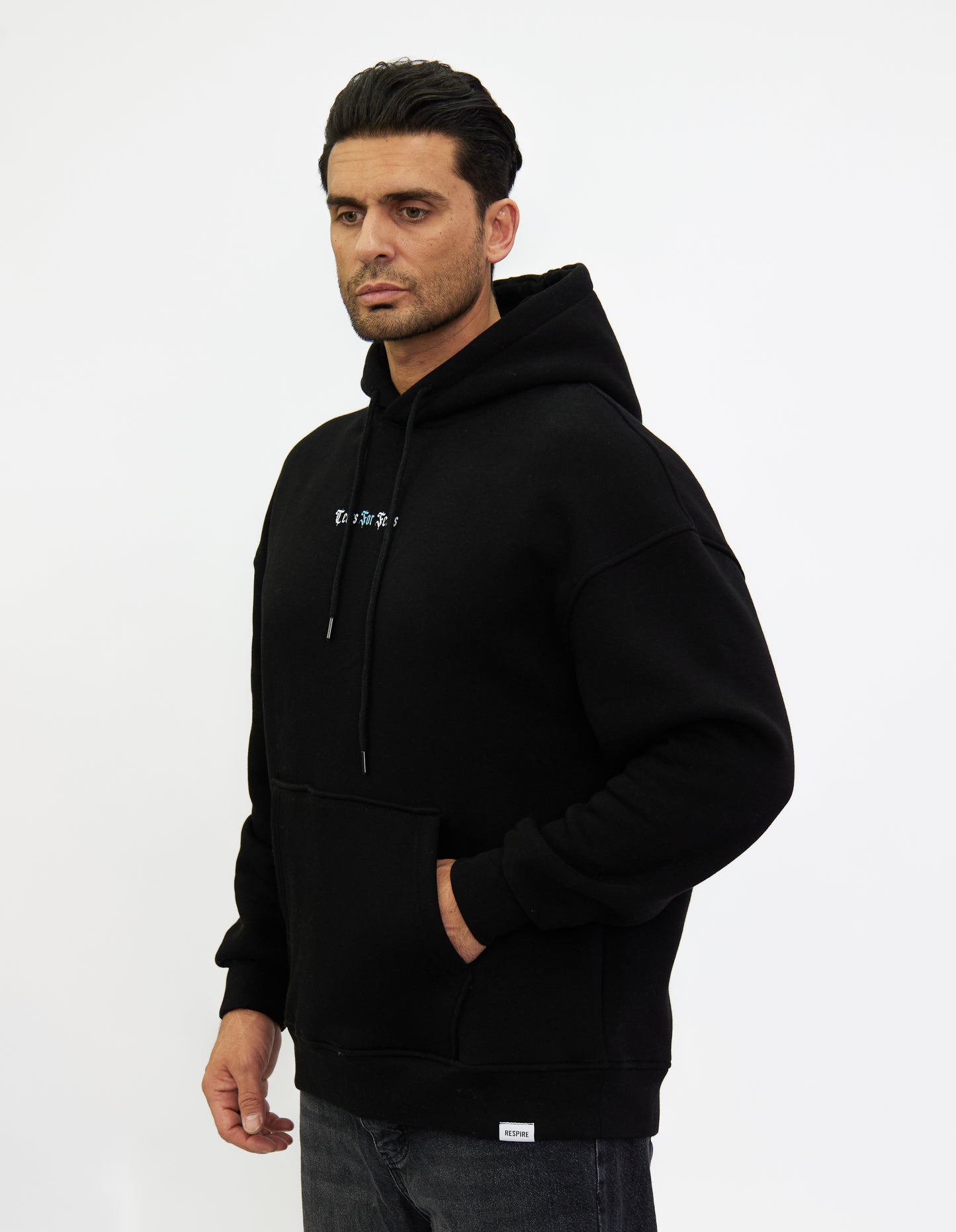 Herren Hoodie, Kapuzen Sweatshirt mit Rückenprint "TEARS FOR FEARS", Oversized Fit, DH-SW4090, Weiß oder Schwarz