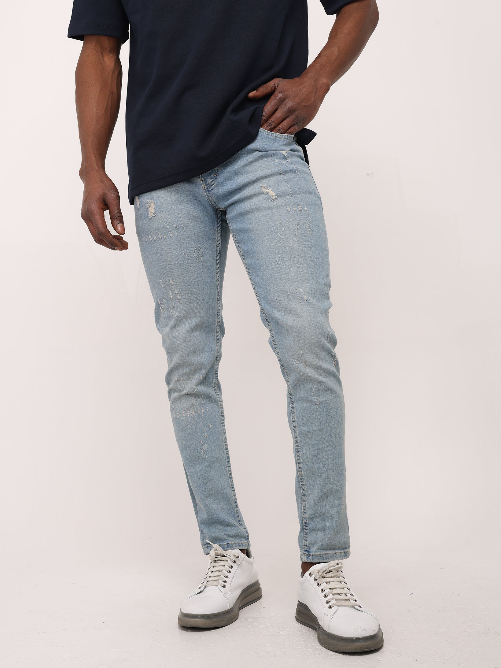 Slim fit light blue jeans fashion mens