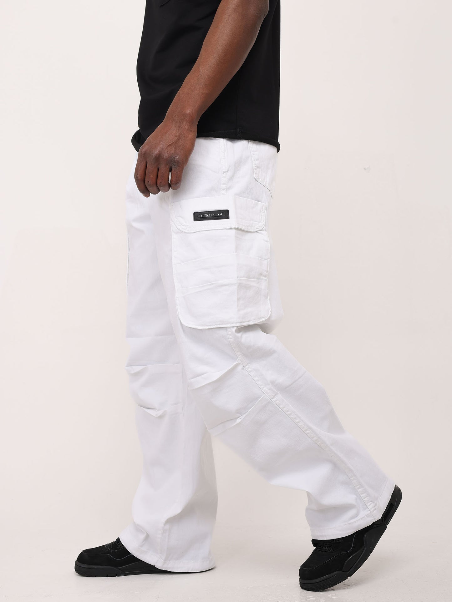 Men's Parachute Cargo Pants, Wide Fit, Model DH4397, White or Black 