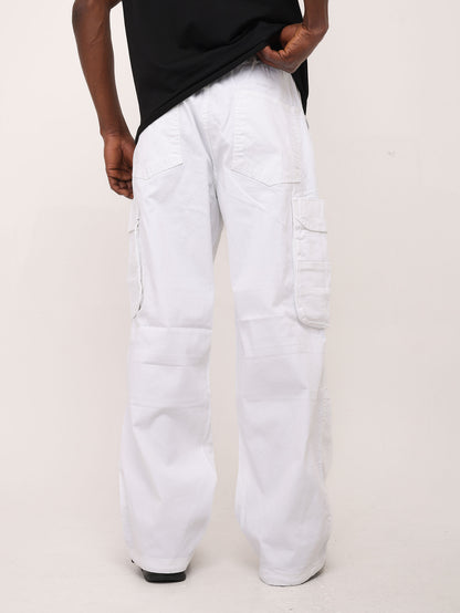 Men's Parachute Cargo Pants, Wide Fit, Model DH4397, White or Black 