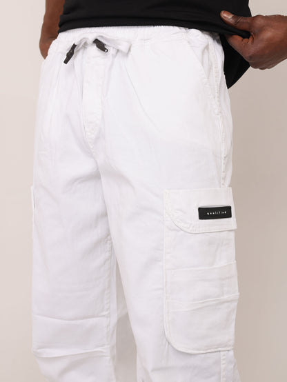 Men's Parachute Cargo Pants, Wide Fit, Model DH4397, White or Black 