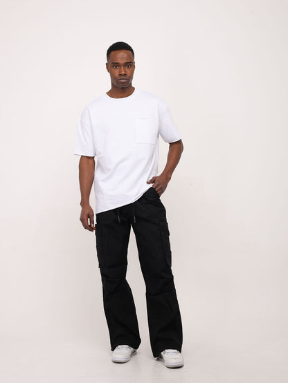 Men's Parachute Cargo Pants, Wide Fit, Model DH4397, White or Black 