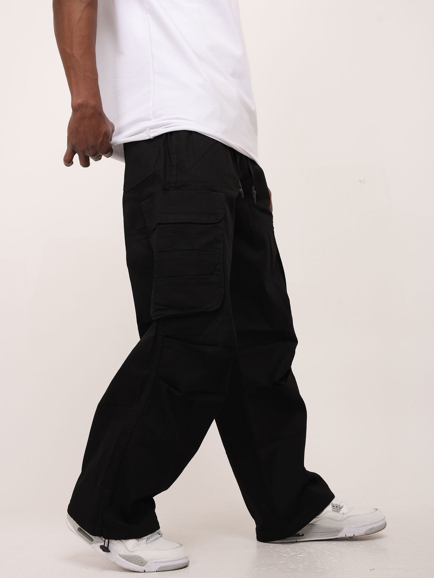 Men's Parachute Cargo Pants, Wide Fit, Model DH4397, White or Black 