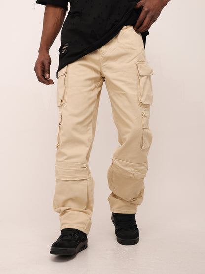 Men's cargo baggy jeans, baggy fit, model DH4247, beige 