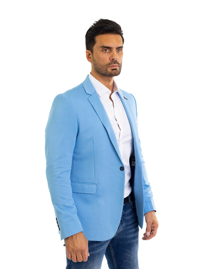 DENIM DISTRIQT Herren Sakko, Sportliches Jersey Sakko, Slim Fit, Modell DQ1307, Maya Blau