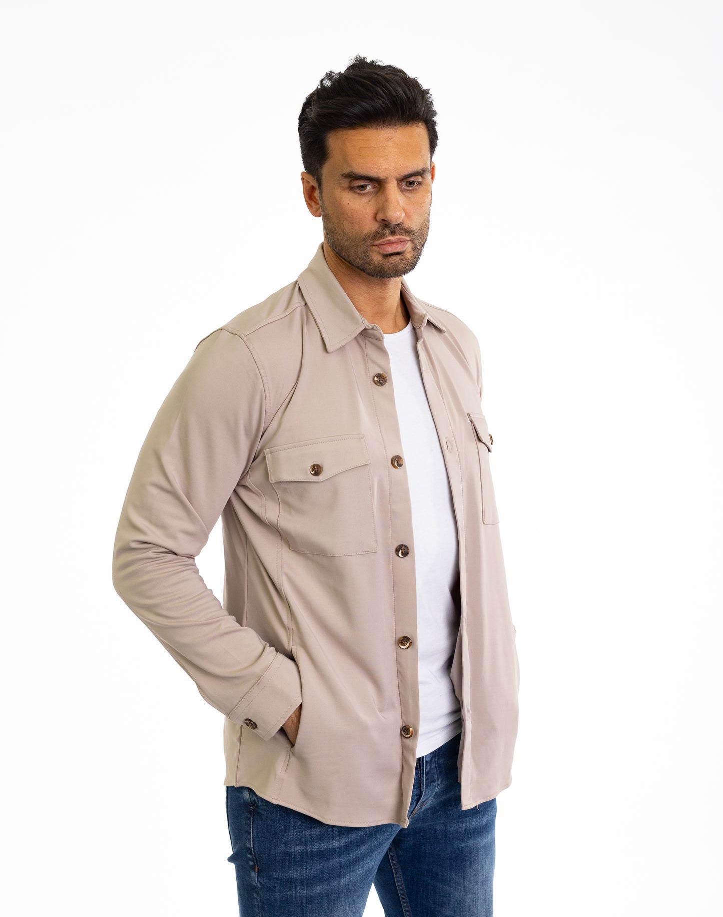 Sportliches Herren Überhemd, Slim Fit, Modell CL2285, Beige