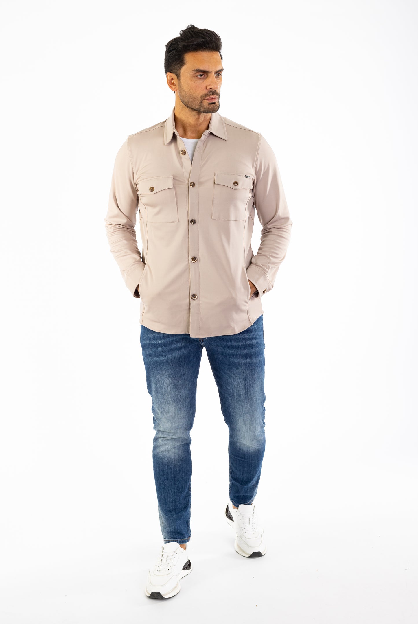 Sportliches Herren Überhemd, Slim Fit, Modell CL2285, Beige