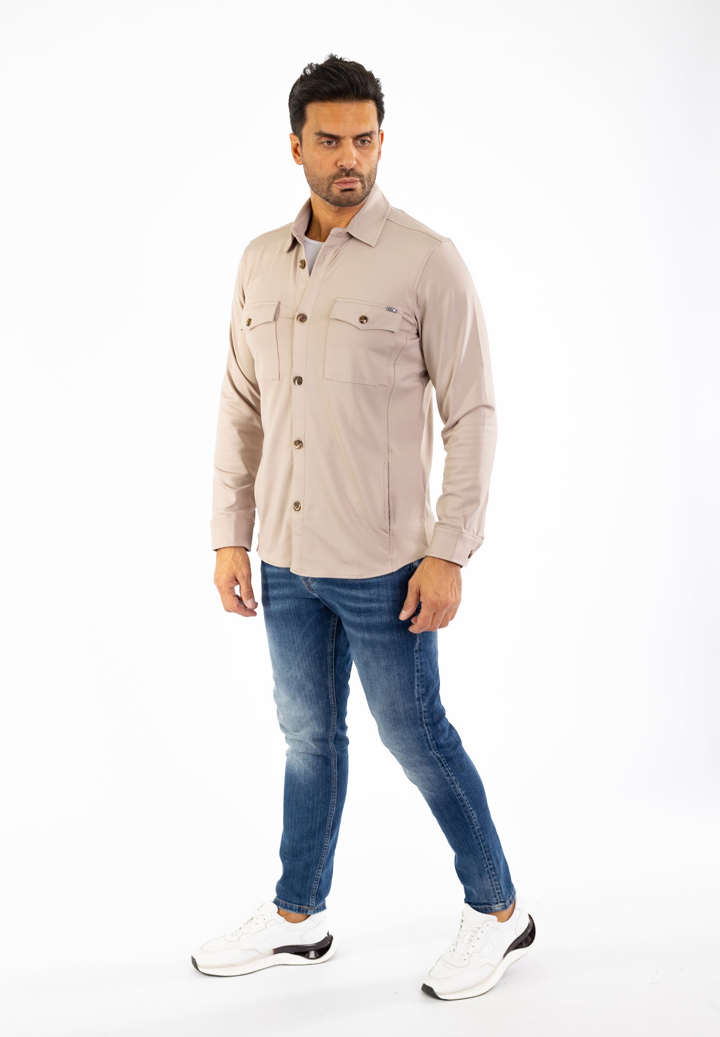 Sportliches Herren Überhemd, Slim Fit, Modell CL2285, Beige