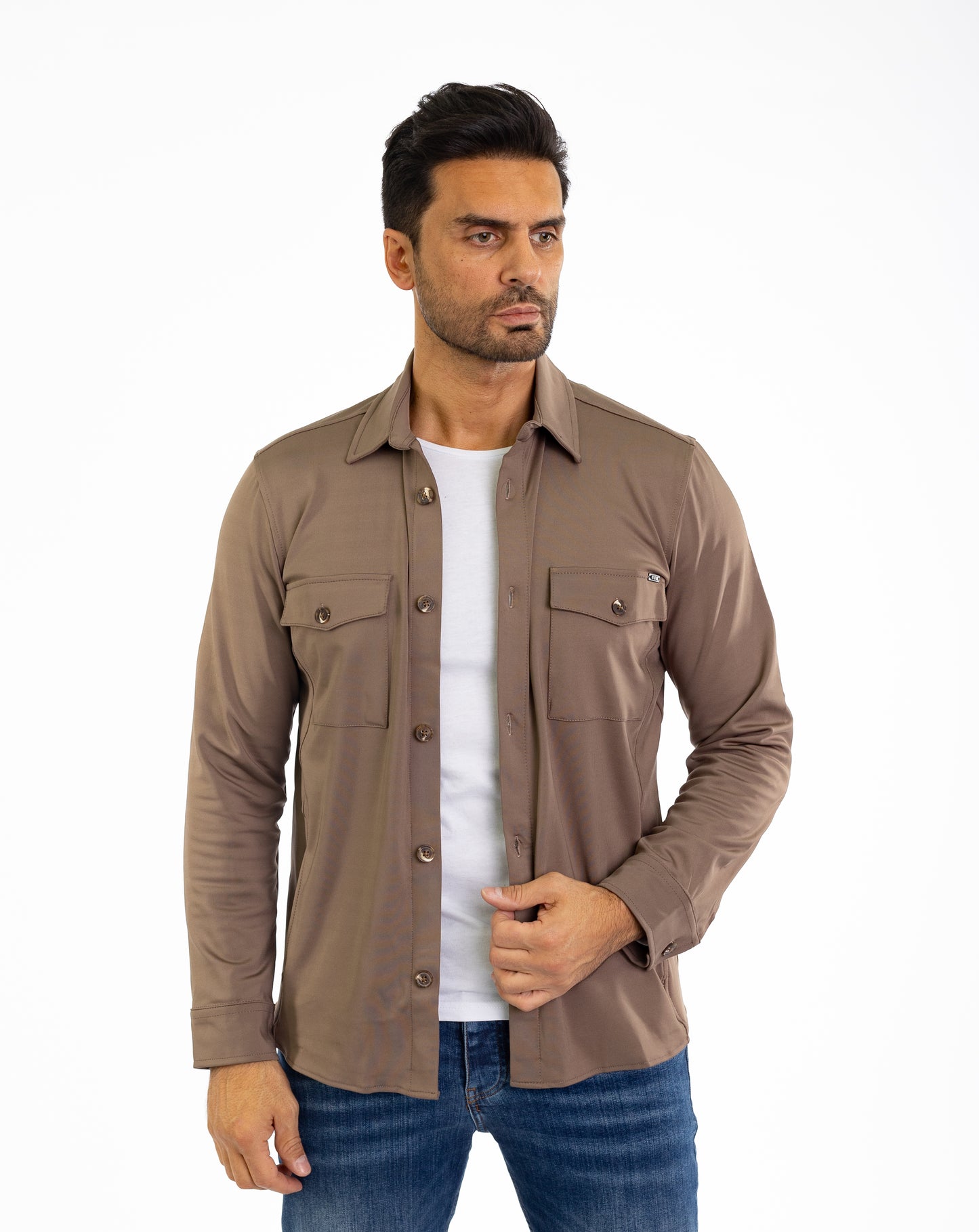 Sportliches Herren Überhemd, Slim Fit, Modell CL2285, Braun