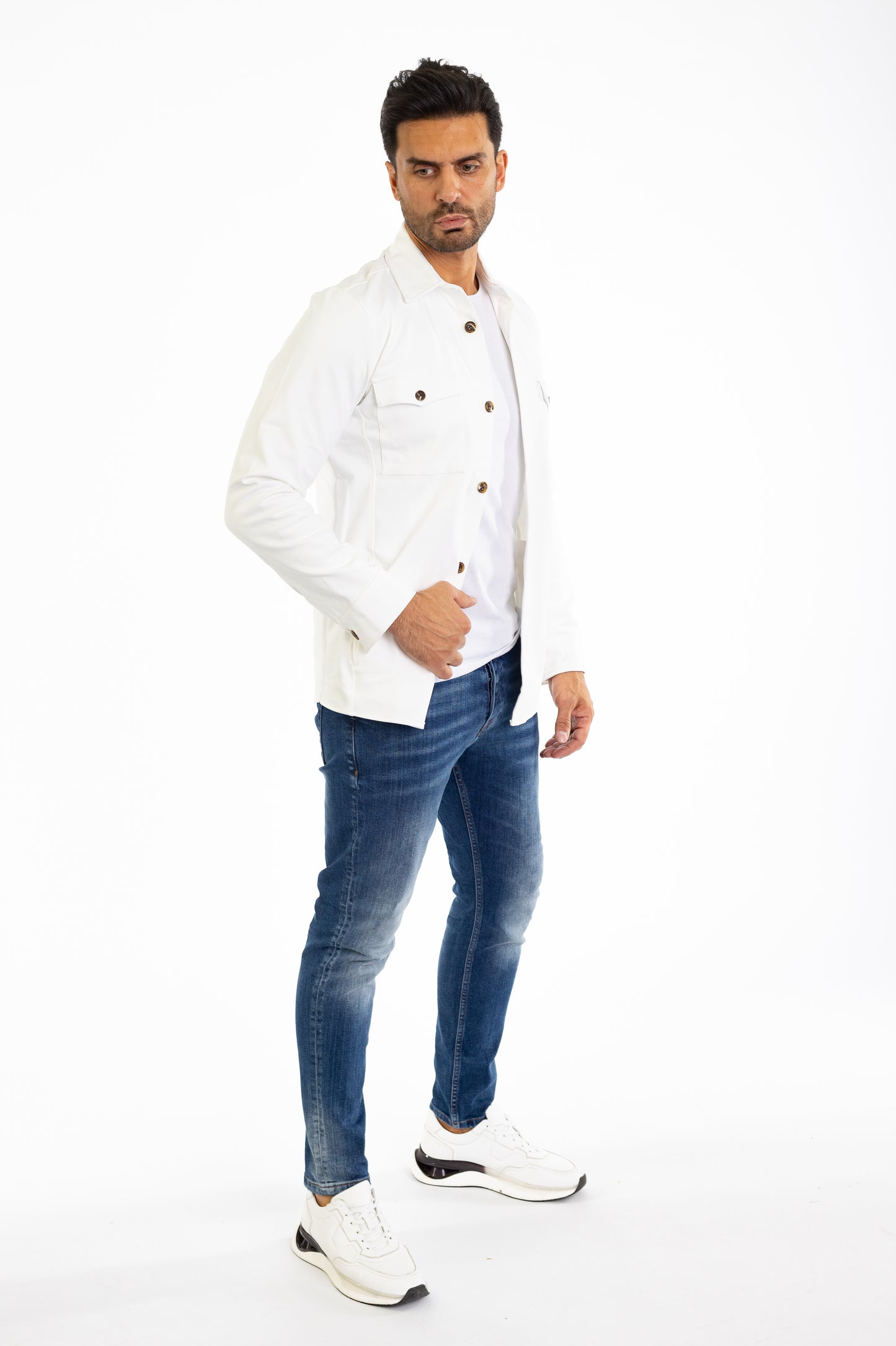 Sportliches Herren Überhemd, Slim Fit, Modell CL2285, Weiß