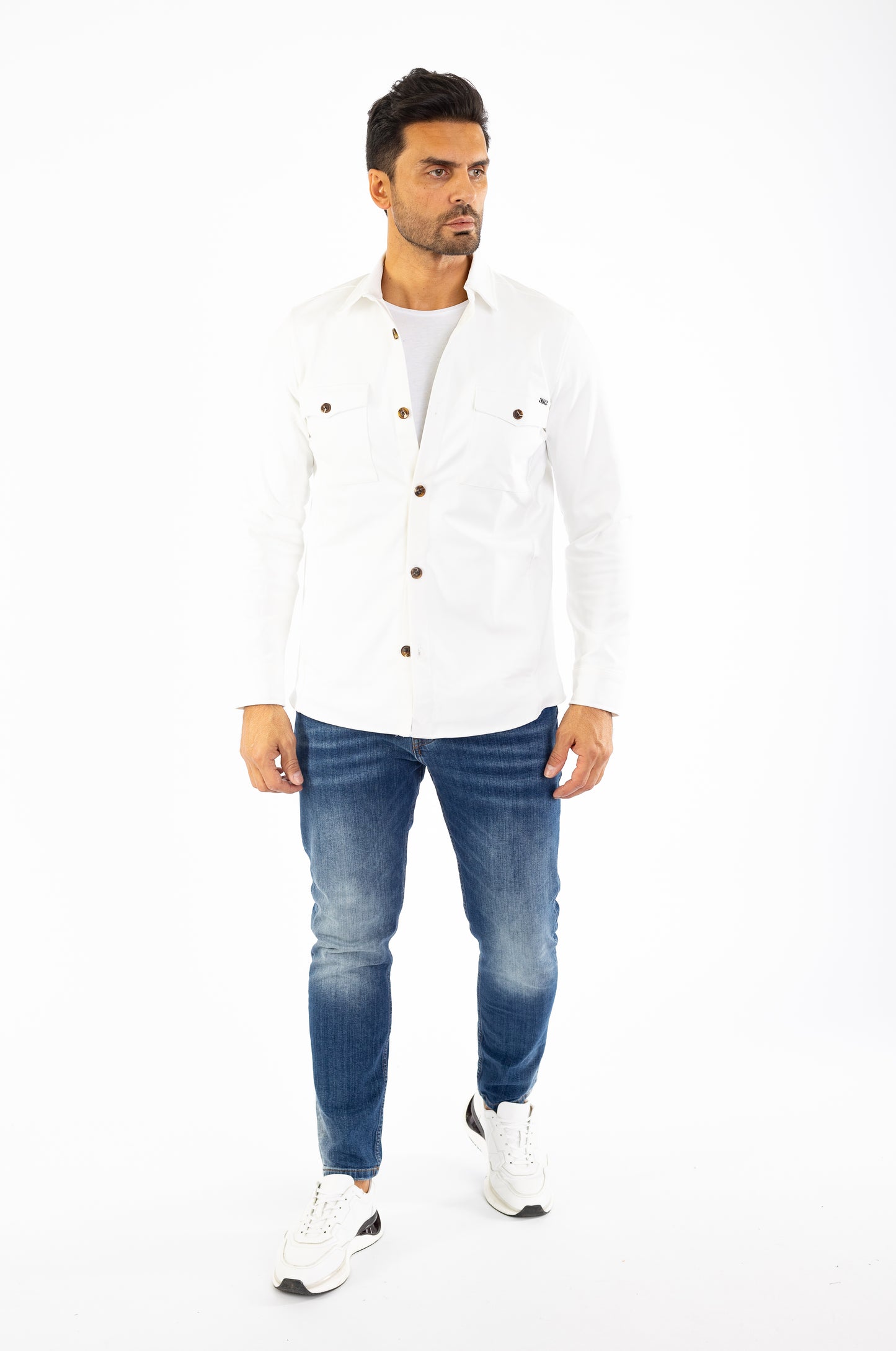 Sportliches Herren Überhemd, Slim Fit, Modell CL2285, Weiß