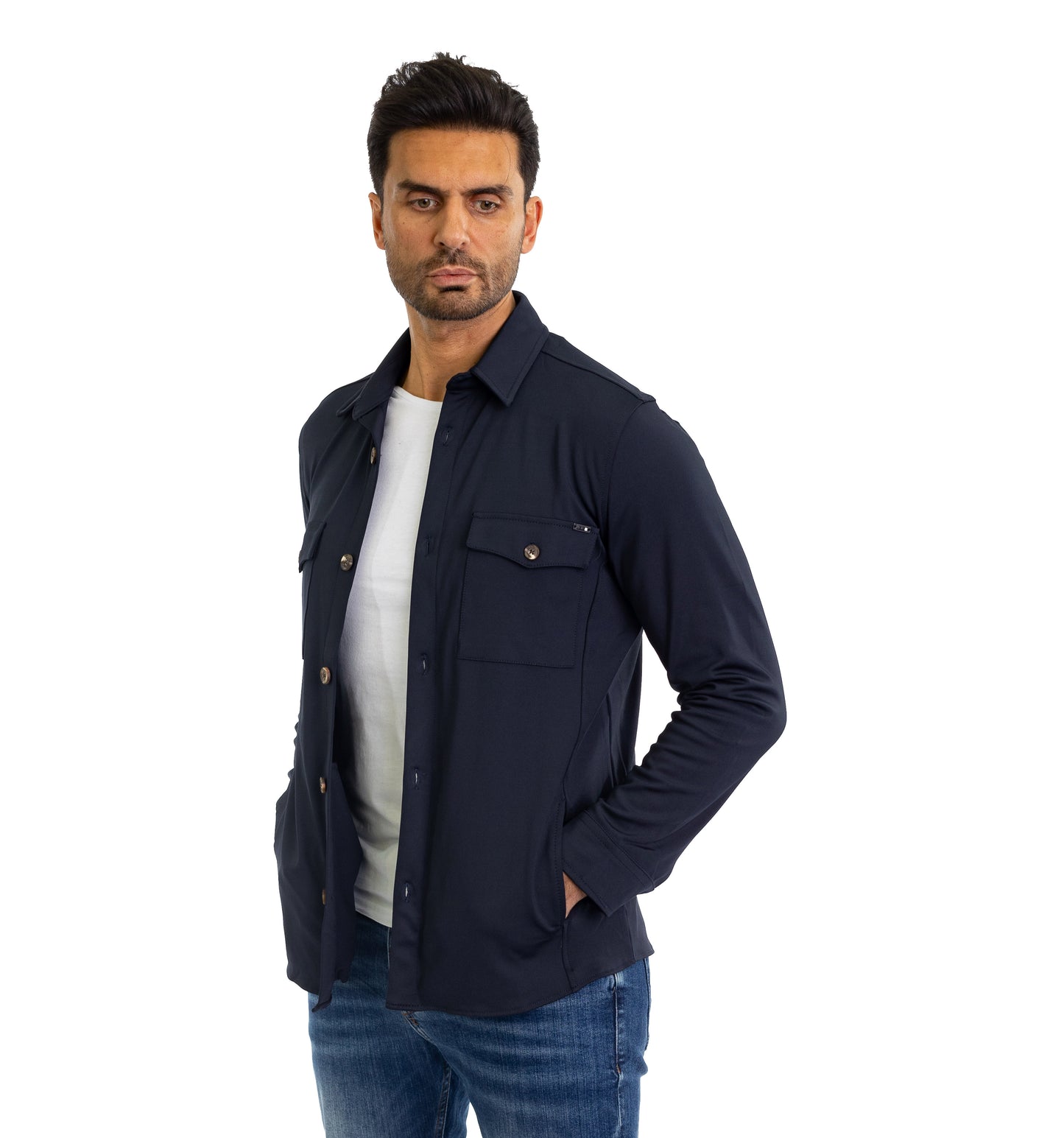 Sportliches Herren Überhemd, Slim Fit, Modell CL2285, Navy