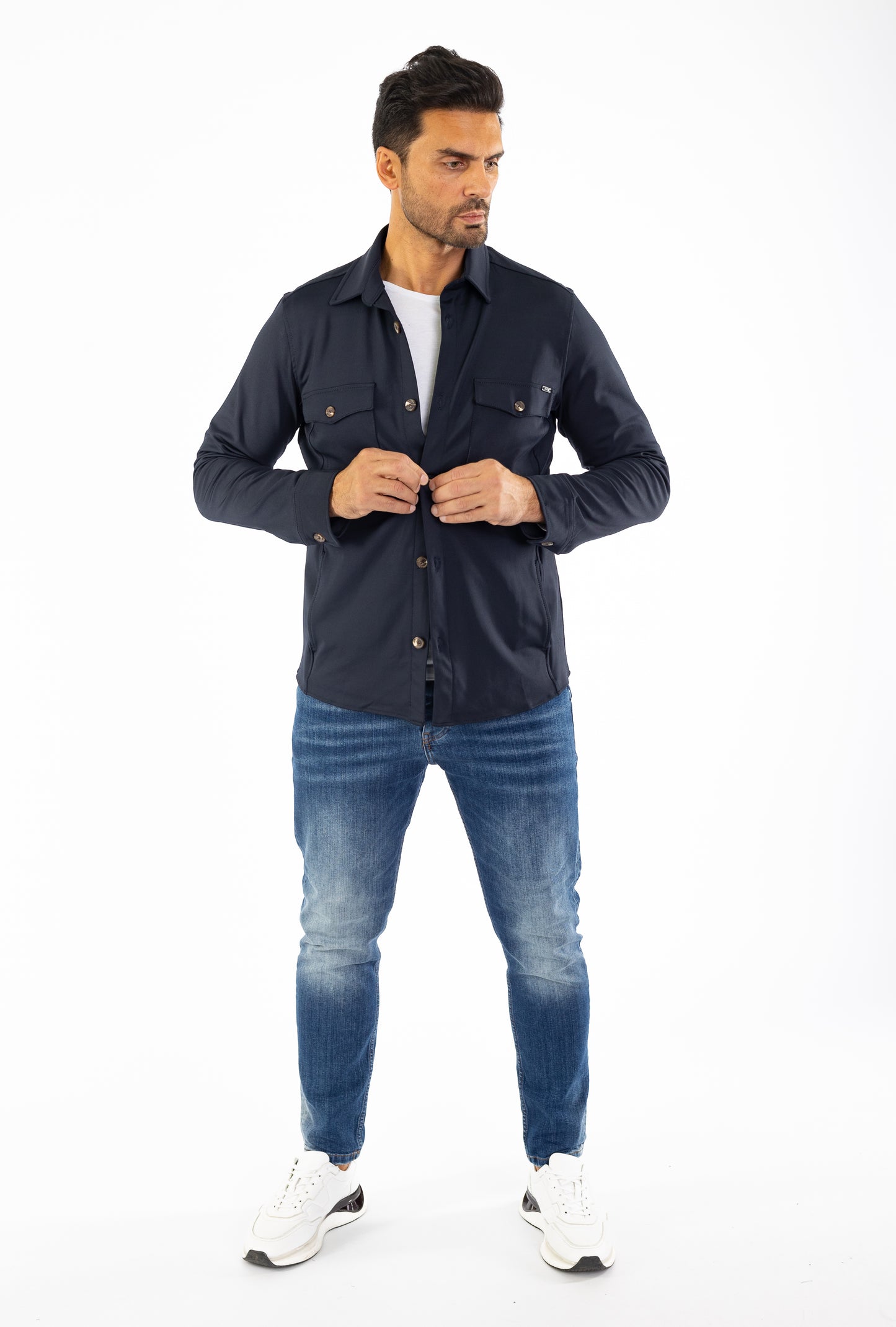 Sportliches Herren Überhemd, Slim Fit, Modell CL2285, Navy