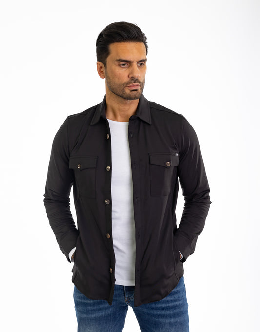 Sporty men's overshirt, slim fit, model CL2285, black