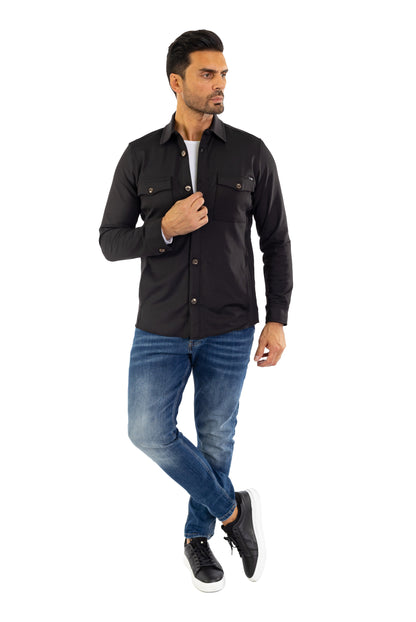 Sportliches Herren Überhemd, Slim Fit, Modell CL2285, Schwarz