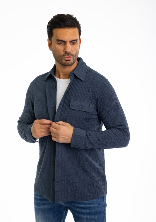 Fine men's jersey shirt in slim fit, model CL2229, blue