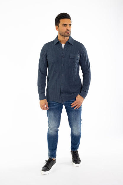 Feines Herren-Jerseyhemd in Slim Fit, Modell CL2229, Blau