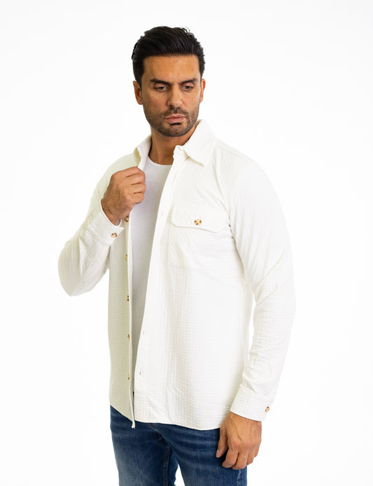 Fine men's jersey shirt in slim fit, model CL2229, white