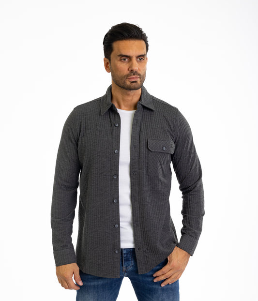 Fine men's jersey shirt in slim fit, model CL2229, anthracite