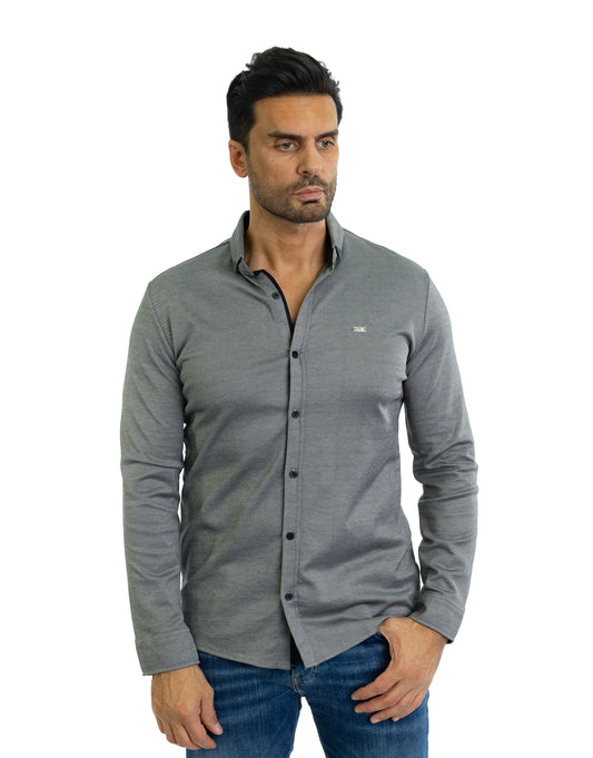 Feines Herren-Jerseyhemd in Slim Fit, Modell CL2118, Grau