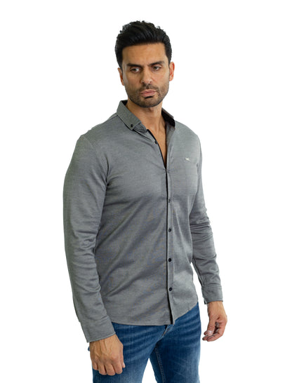 Feines Herren-Jerseyhemd in Slim Fit, Modell CL2118, Grau