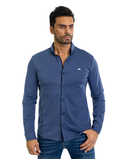 Feines Herren-Jerseyhemd in Slim Fit, Modell CL2118, Blau