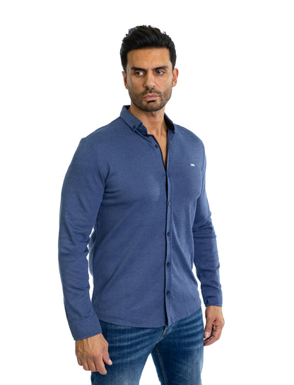 Feines Herren-Jerseyhemd in Slim Fit, Modell CL2118, Blau