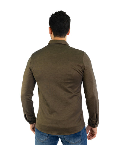 Feines Herren-Jerseyhemd in Slim Fit, Modell CL2118, Khaki