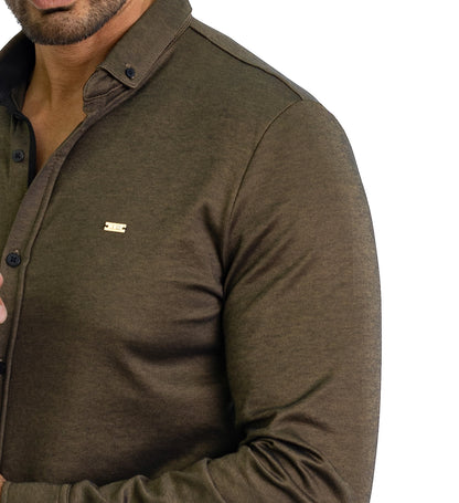 Feines Herren-Jerseyhemd in Slim Fit, Modell CL2118, Khaki