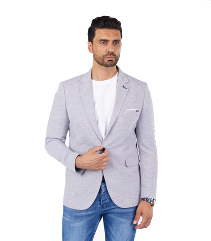 DENIM DISTRIQT Herren Sakko, Sportliches Jersey Sakko, Slim Fit, Modell DQ1307, Grau