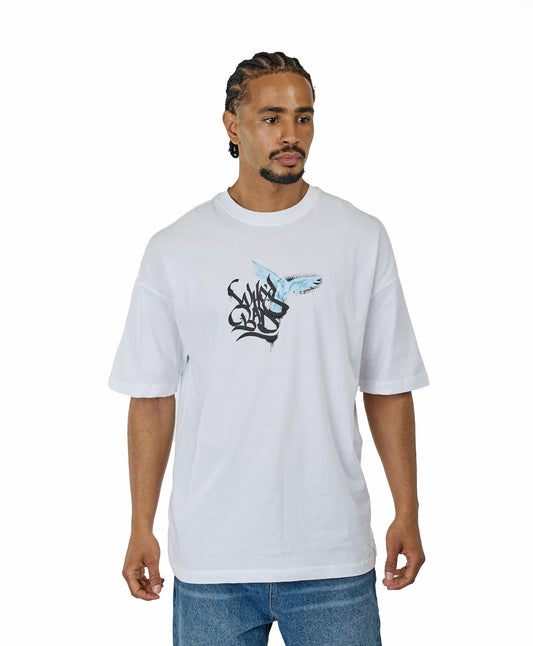 Men's T-shirt, oversize fit, "Don't let me down!", model 231037, white, turquoise, gray or brown
