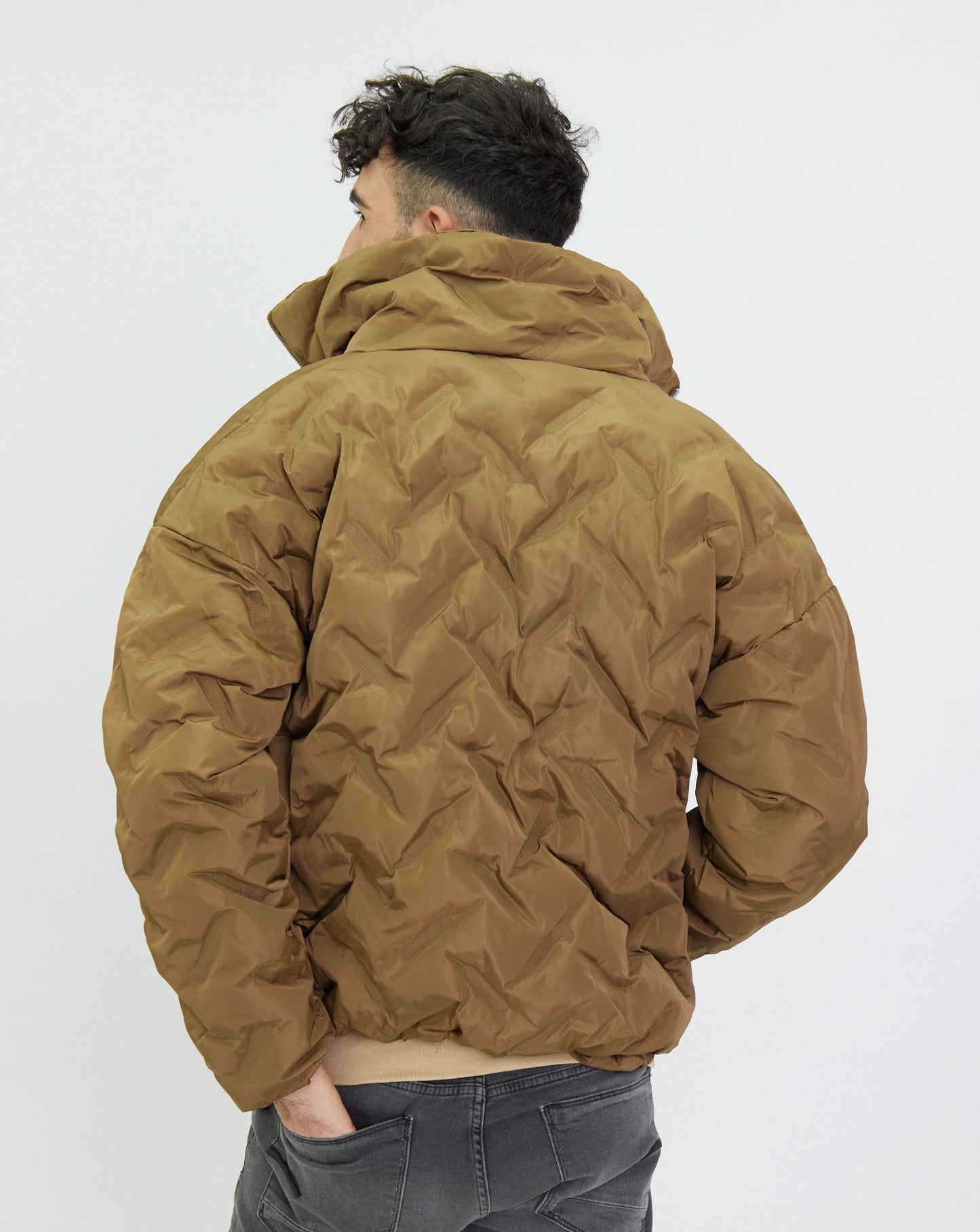 Men's bomber jacket, quilted winter jacket, oversized fit, model M1038, khaki or blue