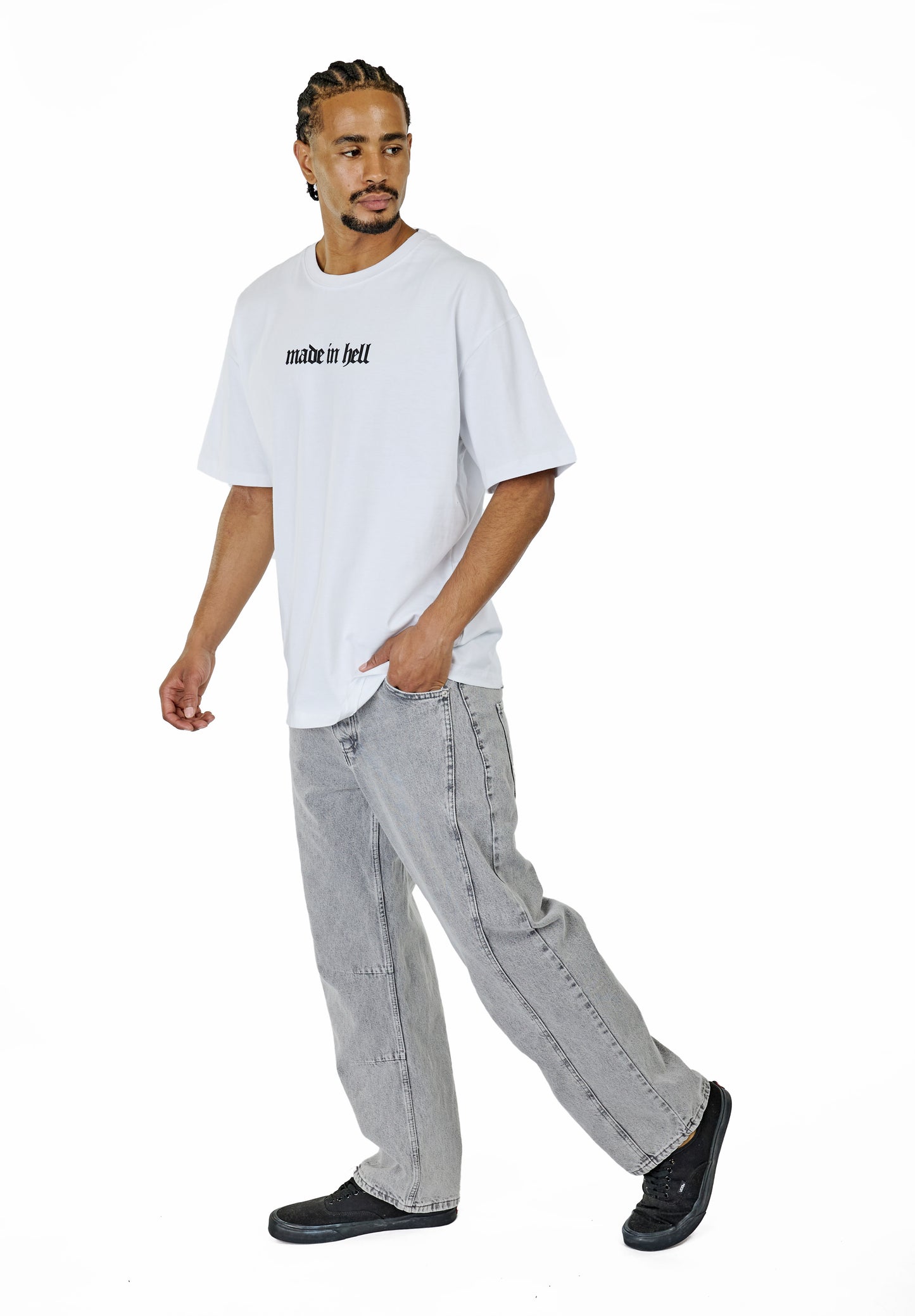 CATCH - T-shirt with print, oversized fit, model C736, white