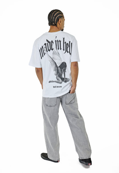 CATCH - T-shirt with print, oversized fit, model C736, white