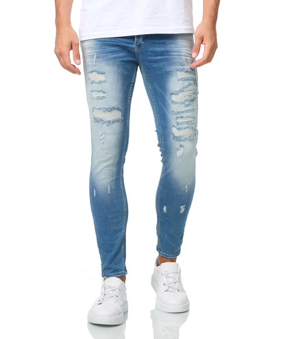 Herren Jeans Slim Fit, Destroyed Look, Modell DH3866, Blau