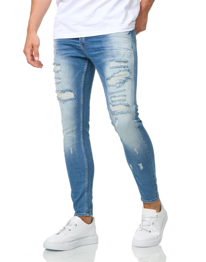 Herren Jeans Slim Fit, Destroyed Look, Modell DH3866, Blau